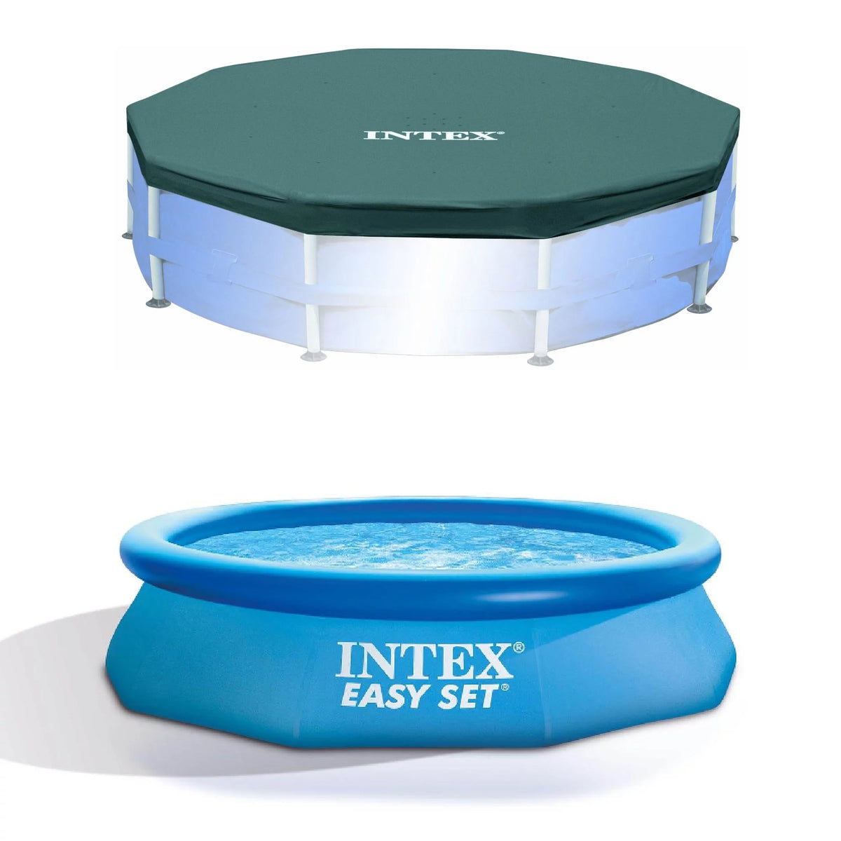 10ft Round Pool Cover & Easy Set Inflatable Pool V948447