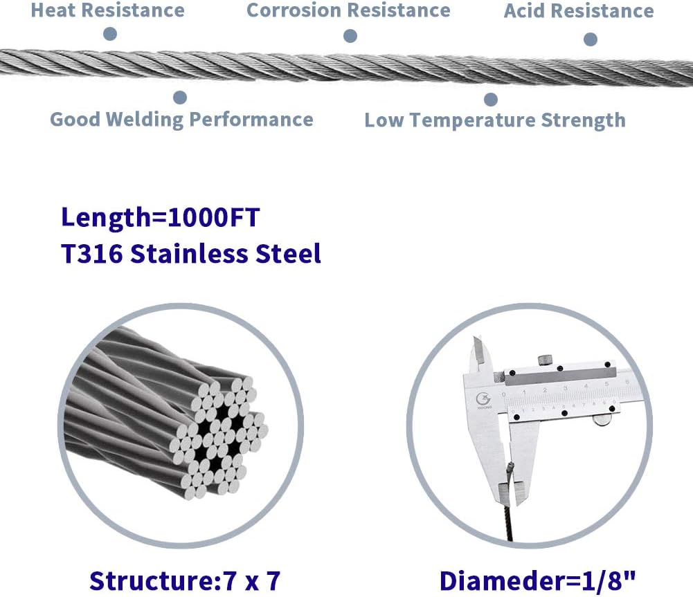 1/8 T316 Stainless Steel Cable 7 x 7 Strands L98201
