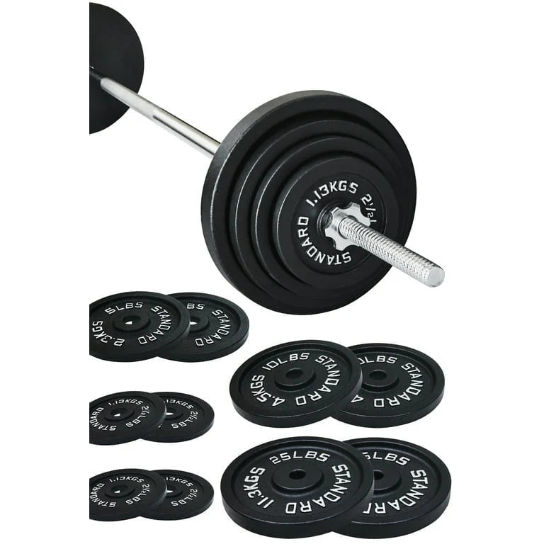 Cast Iron 100-Pound Barbell Set with Star Locks C7871