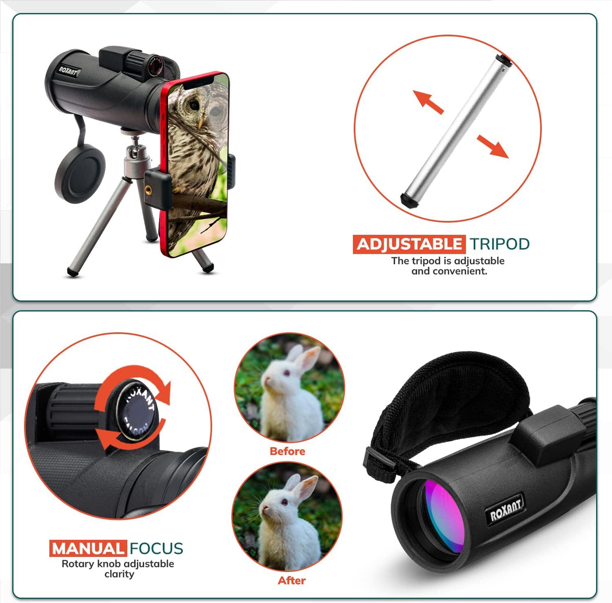 10x42 High Definition BAK4 Prism Monocular Telescope T4727