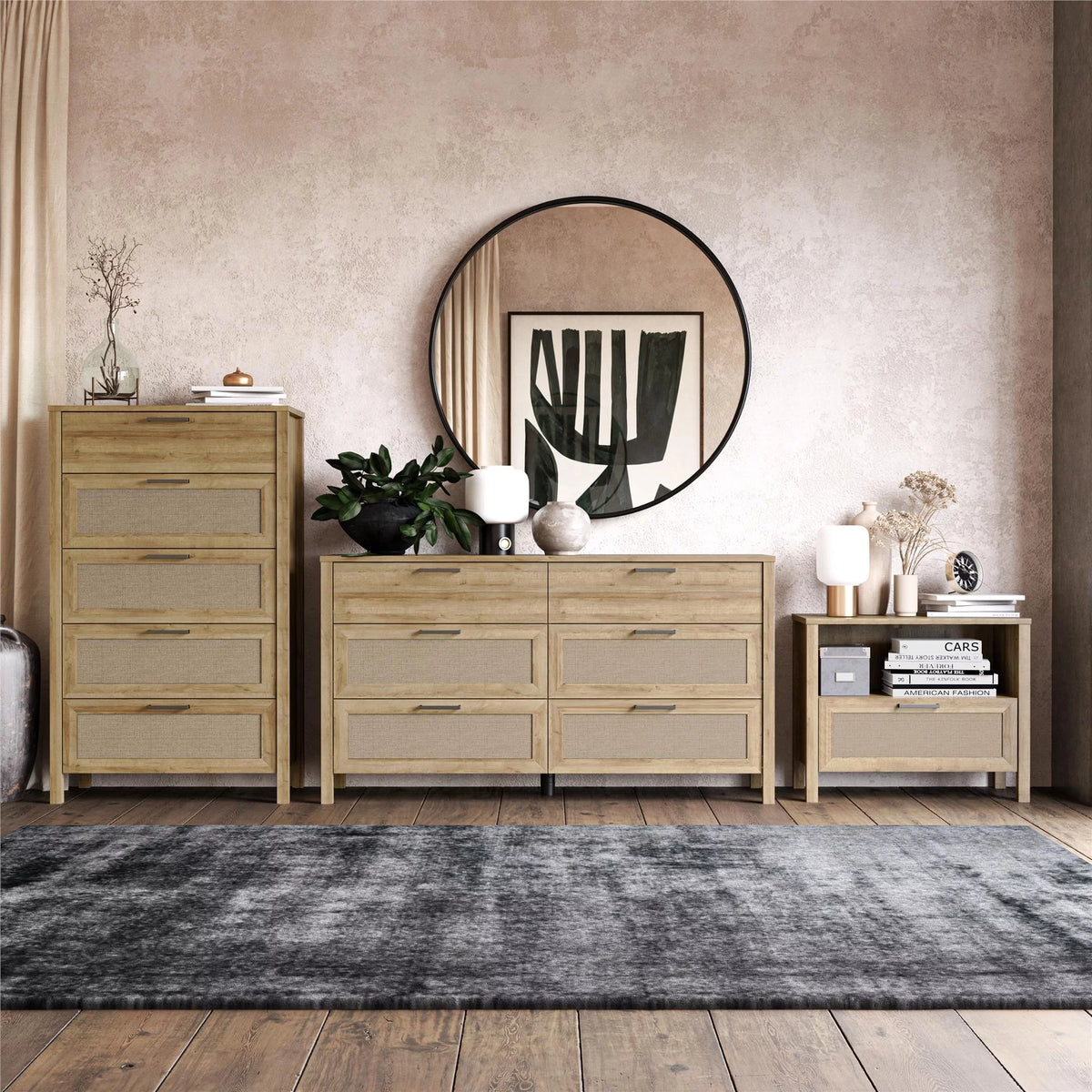 1-Drawer Nightstand with Faux Rattan A225