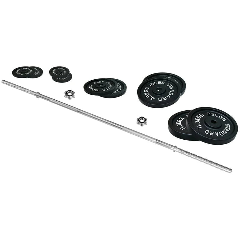 Cast Iron 100-Pound Barbell Set with Star Locks C7871