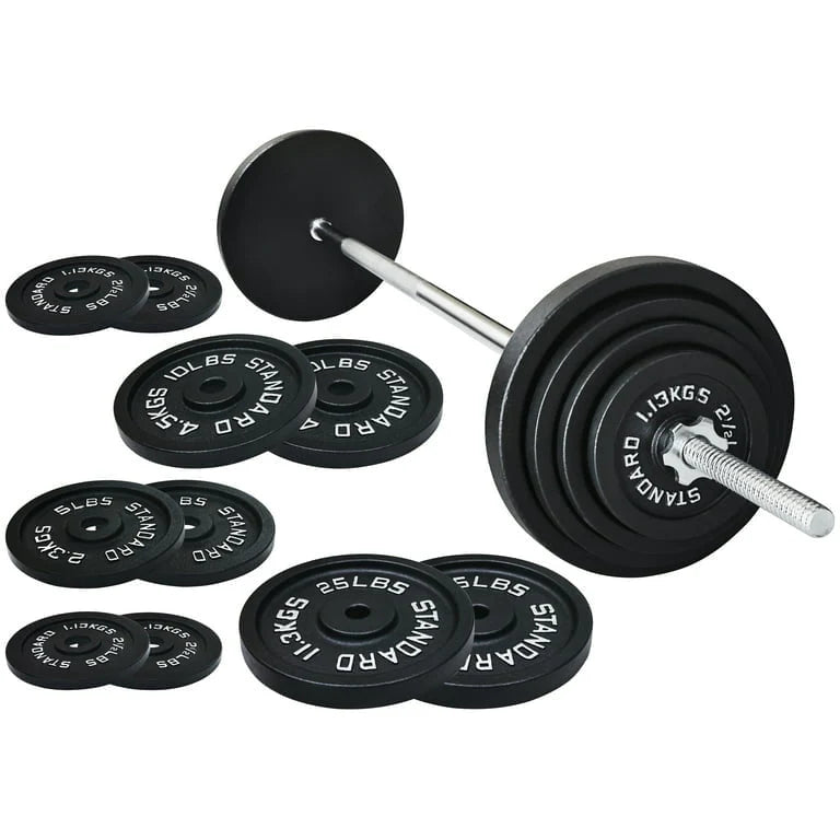 Cast Iron 100-Pound Barbell Set with Star Locks C7871