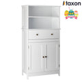 White Freestanding Bathroom Floor Cabinet with Drawer and 2 Doors O767897