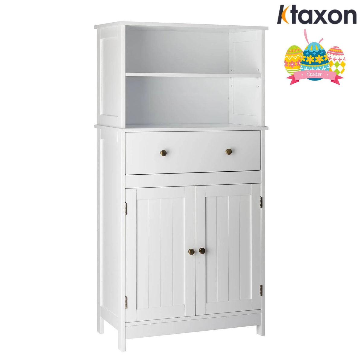 White Freestanding Bathroom Floor Cabinet with Drawer and 2 Doors O767897
