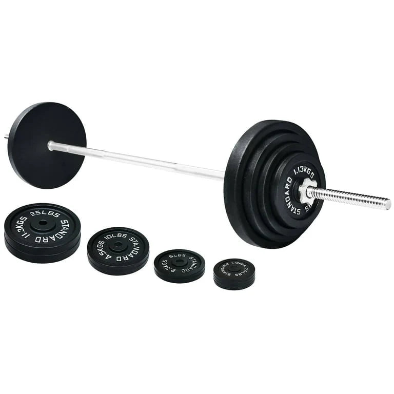 Cast Iron 100-Pound Barbell Set with Star Locks C7871