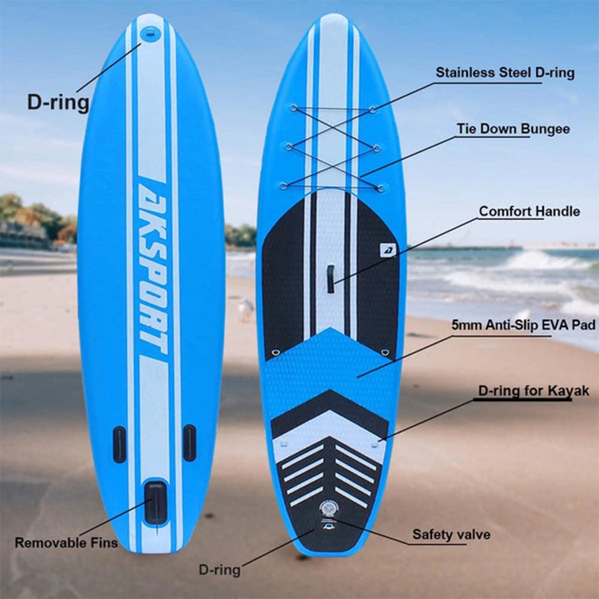 10'6x32x6 Inflatable Stand Up Paddle Board Kit Blue C486856
