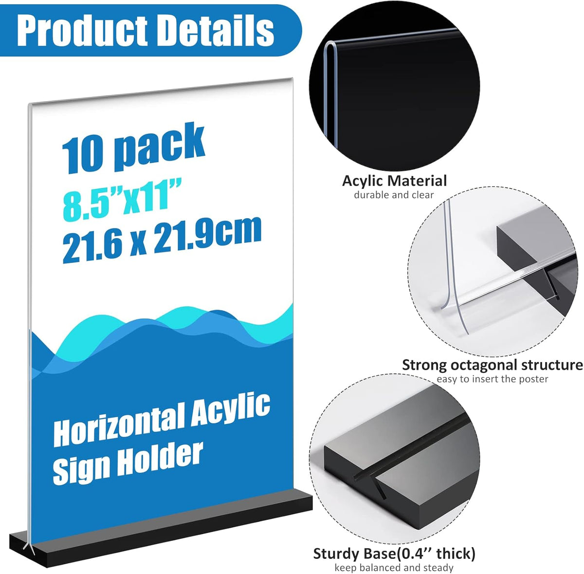 10 Pack 8.5 x 11 Clear Acrylic Sign Holder C6303