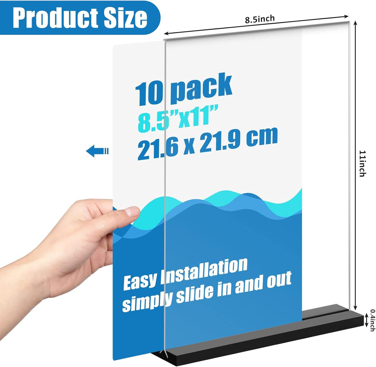 10 Pack 8.5 x 11 Clear Acrylic Sign Holder C6303