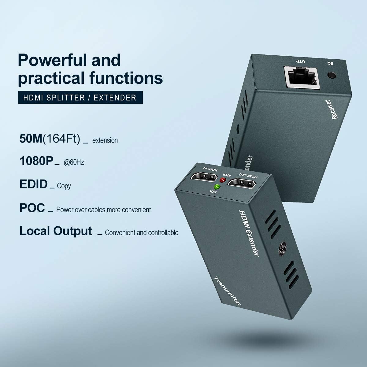 1080P@60Hz HDMI Extender with Local Output, 165ft Over CAT5e/CAT6/CAT7 Cable S737140