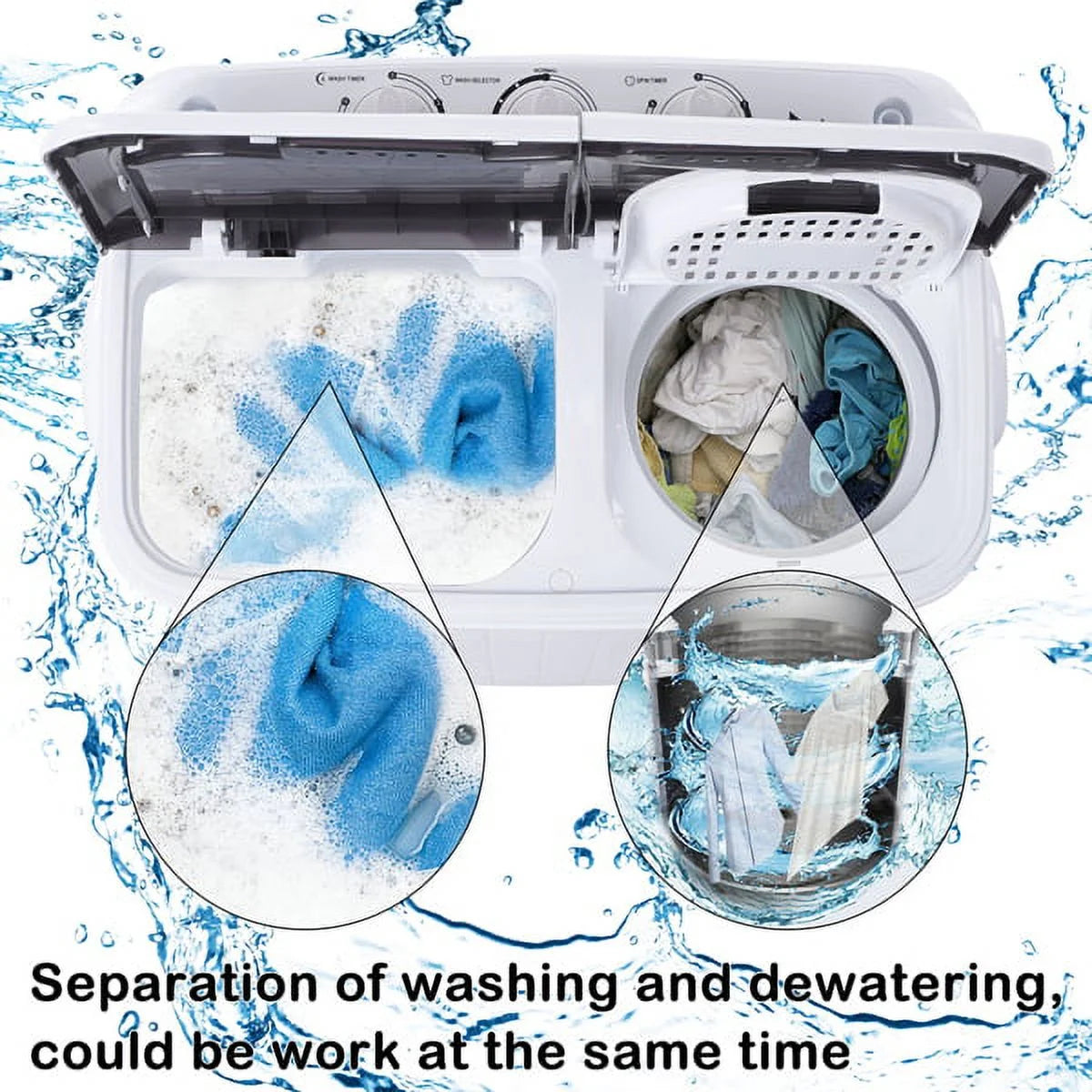 Portable 14.3lbs Washing Machine with Drain Pump F281
