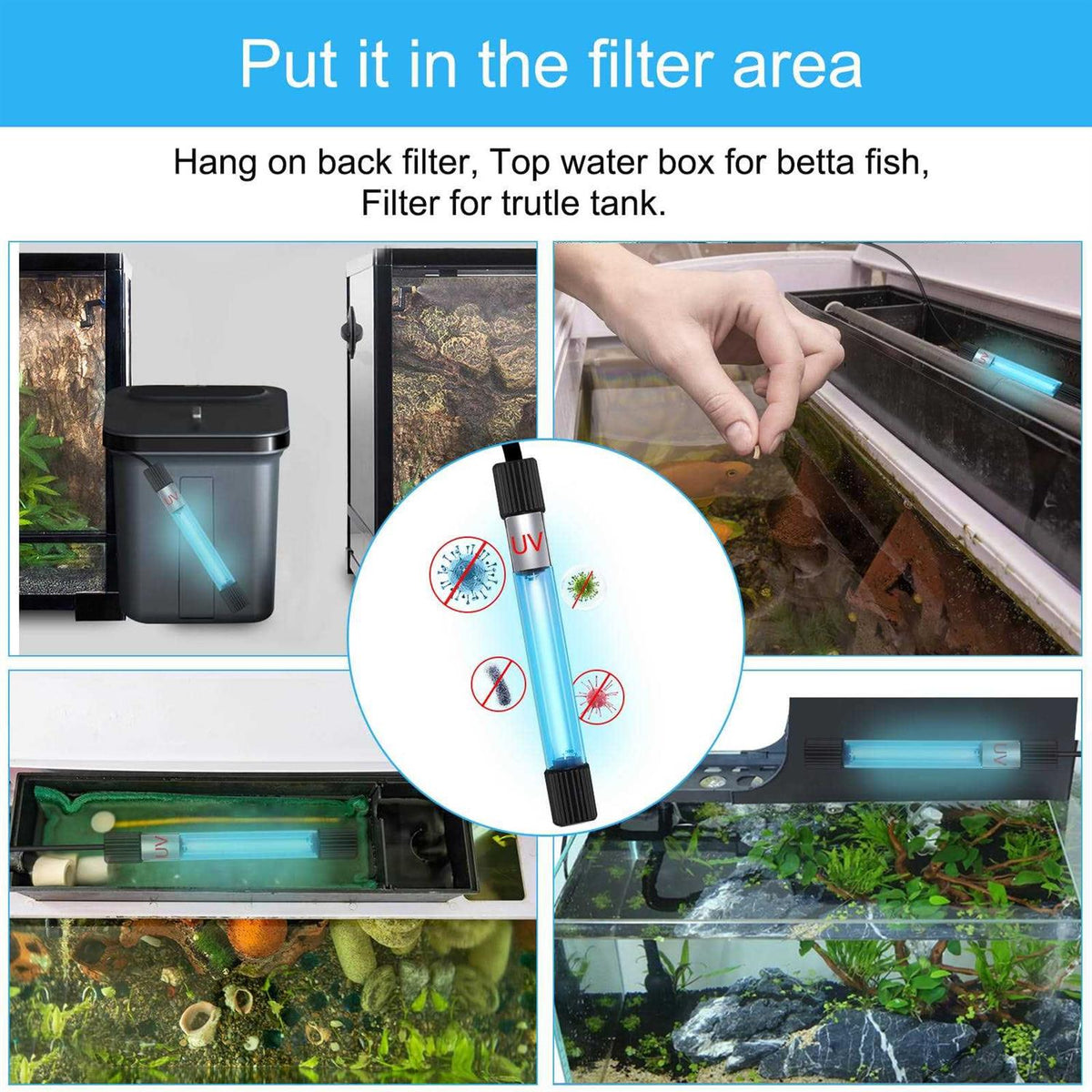 11 W UV Sterilizer Aquarium Submersible Lamp with Timer M781