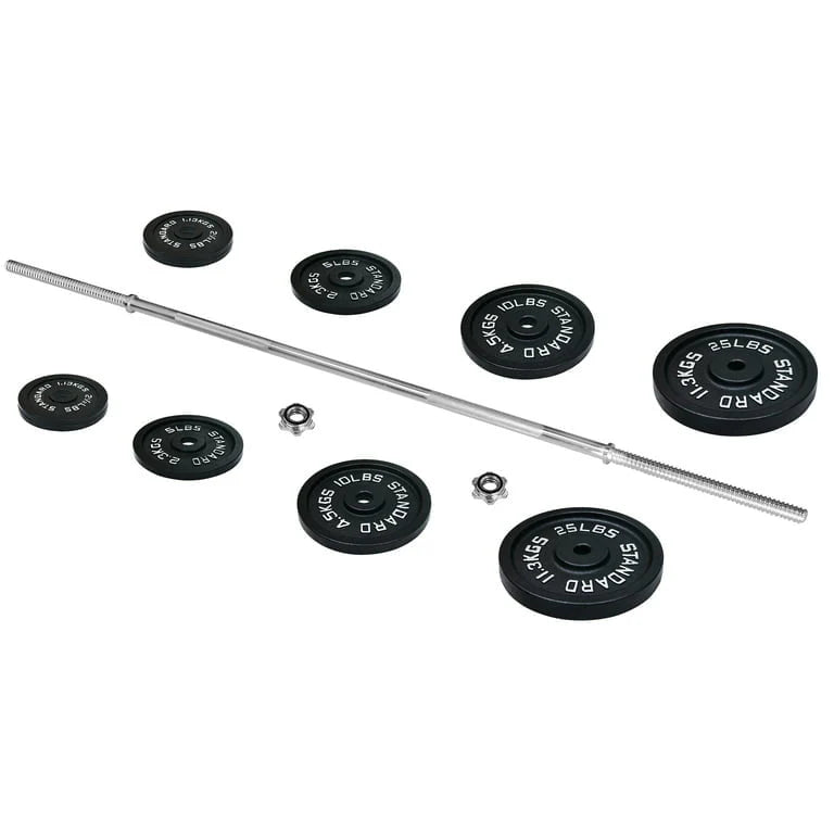 Cast Iron 100-Pound Barbell Set with Star Locks C7871