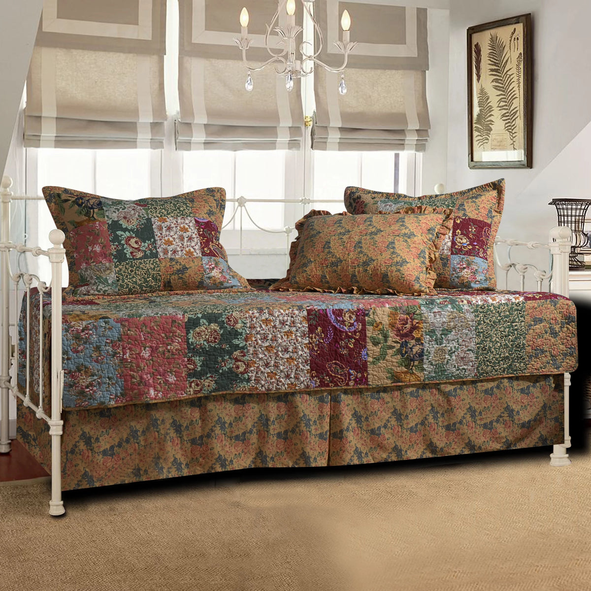 100% Cotton Patchwork 5-Piece Daybed Set O655
