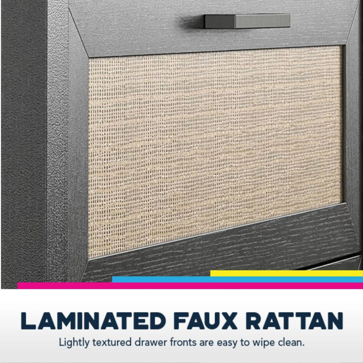 1-Drawer Nightstand with Faux Rattan A225